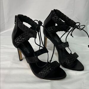 Elegant Black Braided Heels